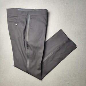 J Crew Thompson Tuxedo Pants Mens 33x30 Black Wool Formal Dress Satin Trim FA20